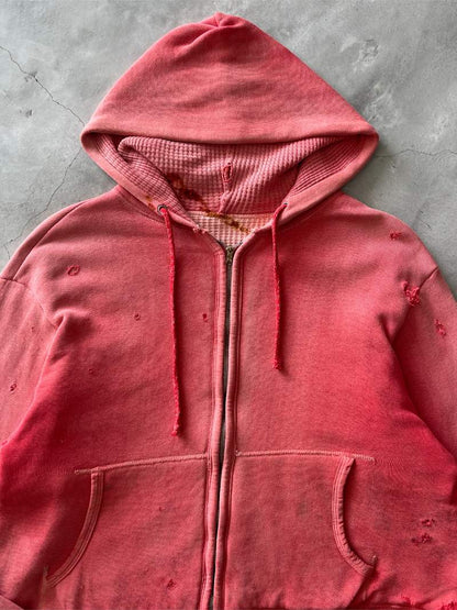 Red Thermal Lined Zip-Up Hoodie - M