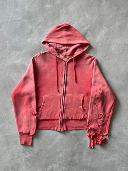 Red Thermal Lined Zip-Up Hoodie - M