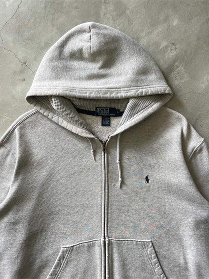 Heather Polo Zip-Up Hoodie - XL