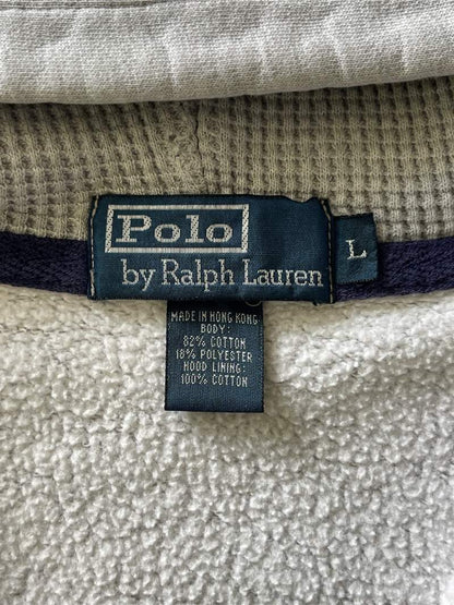 Heather Polo Zip-Up Hoodie - XL