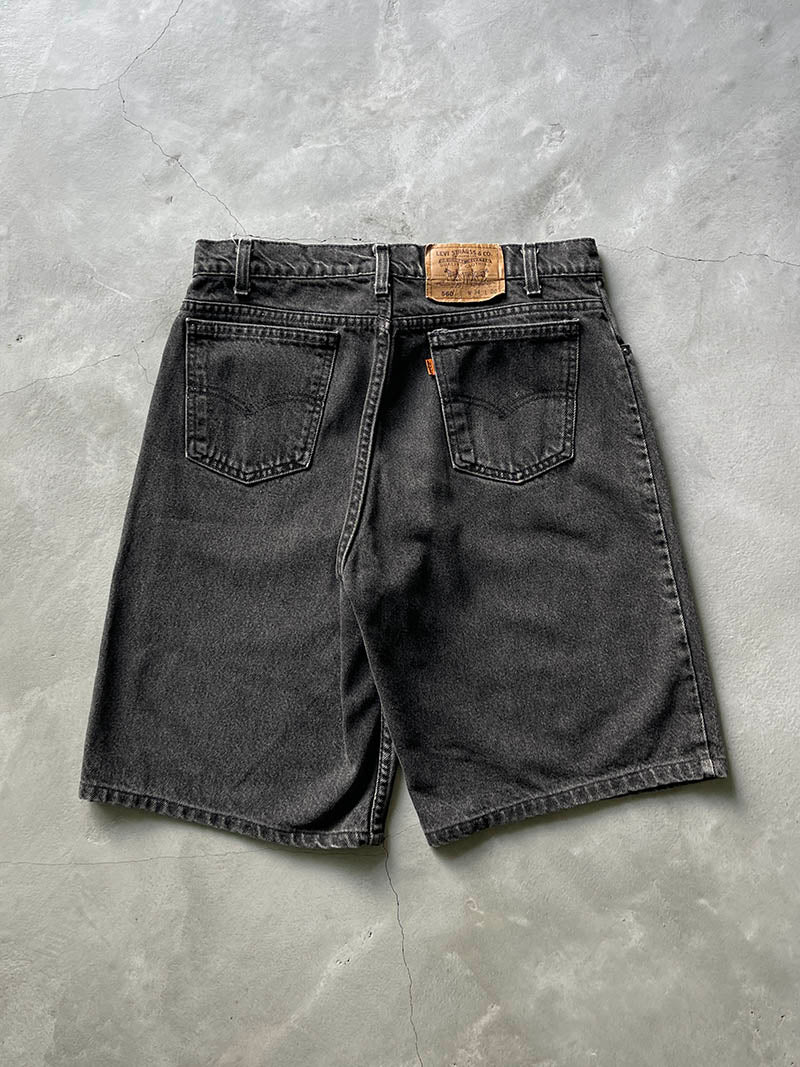 Sun Faded Black Levi's 560 Denim Shorts - 90s - 33"
