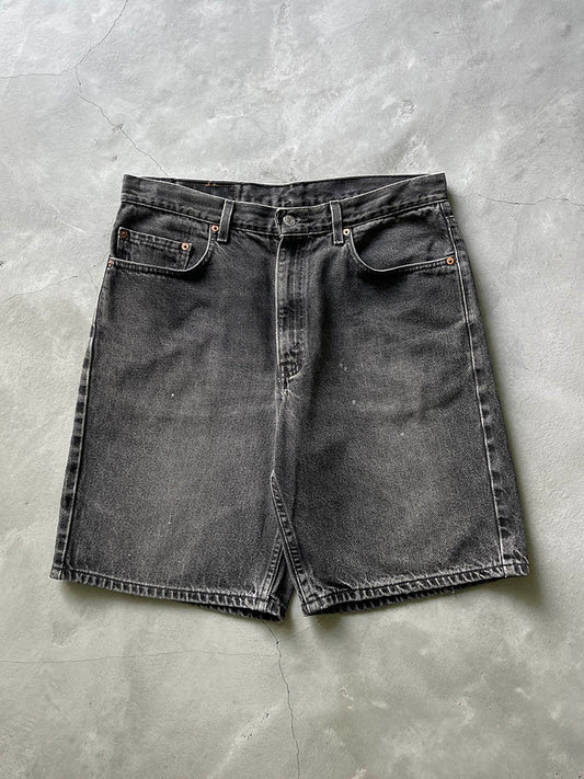 Sun Faded Black Levi's 550 Denim Shorts - 90s - 34"