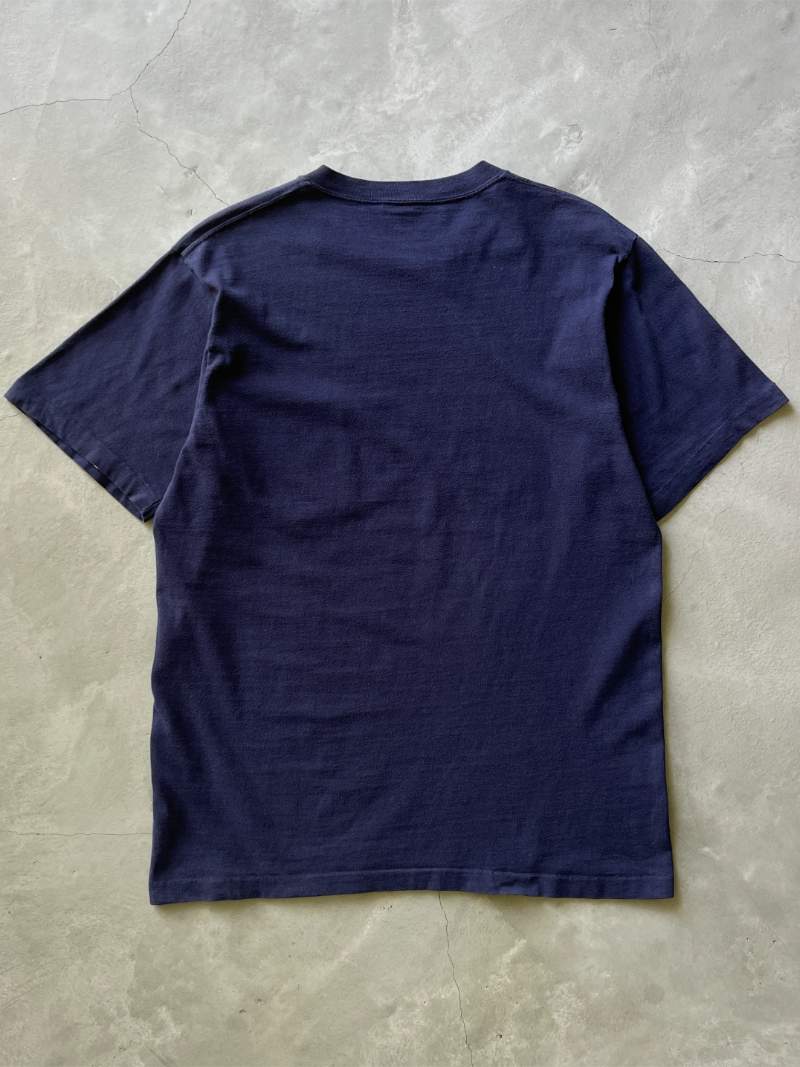 Navy Blue Blank Pocket T-Shirt - 60s/70s - XL