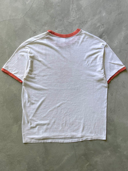 White Keep Pumpin' Ringer T-Shirt - 70s - M/L