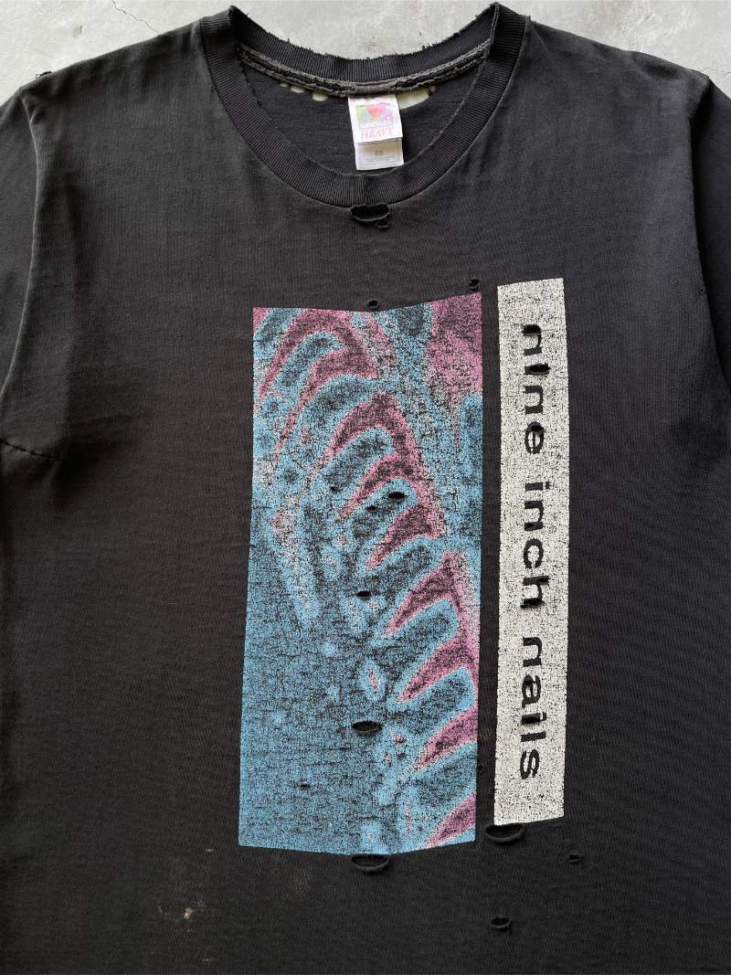 Distressed Black NIN Hate T-Shirt - 1990s - L