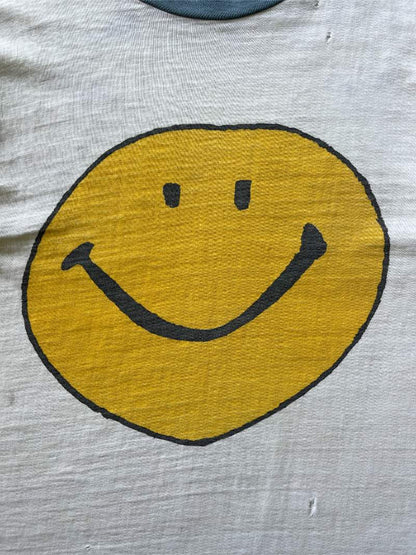 Smiley Face Ringer T-Shirt - 50s/60s - S