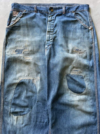 Repaired N&W Denim Carpenter Pants - 50s - 36"