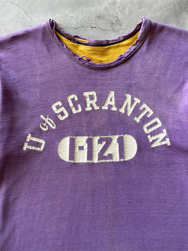 Sun Faded Purple University of Scranton Double Layer T-Shirt - 50s - S/M