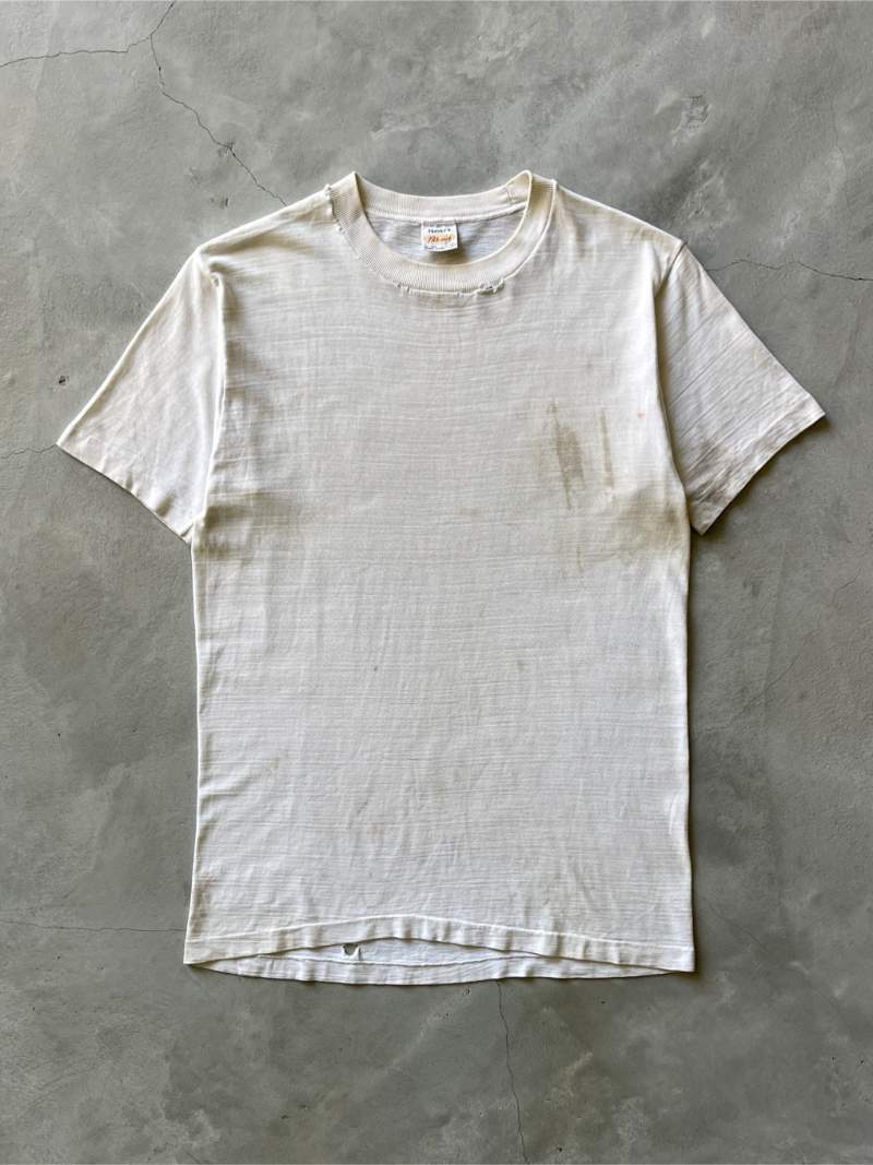 Penney's Pak-nit Dirt/Oil Stained Blank White T-Shirt - 50s/60s - XS/S