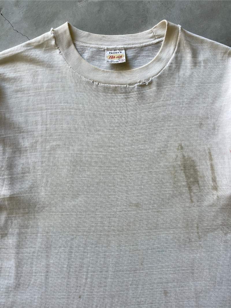 Penney's Pak-nit Dirt/Oil Stained Blank White T-Shirt - 50s/60s - XS/S