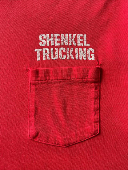 Sun Faded/Repaired Red Shenkel Trucking Pocket T-Shirt - 80s/90s - XL