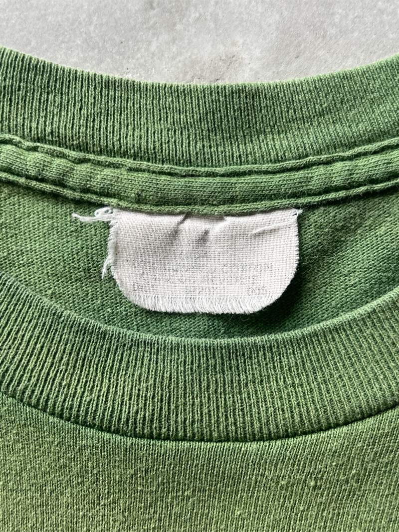 Sun Faded Forest Green Blank Pocket T-Shirt - 80s/90s - L/XL