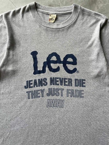 Grey Lee Jeans Never Die T-Shirt - 80s - M