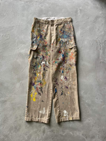 Painted Tan Dickies Cargo Pants - 34"