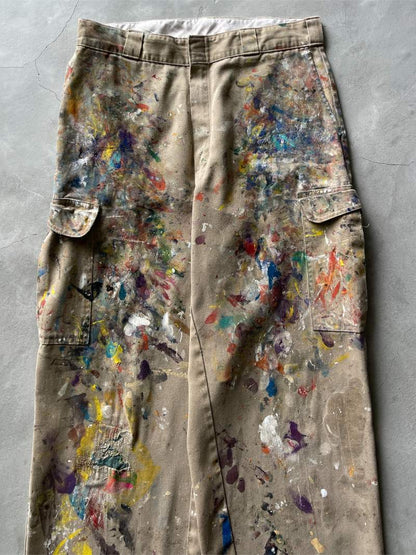 Painted Tan Dickies Cargo Pants - 34"