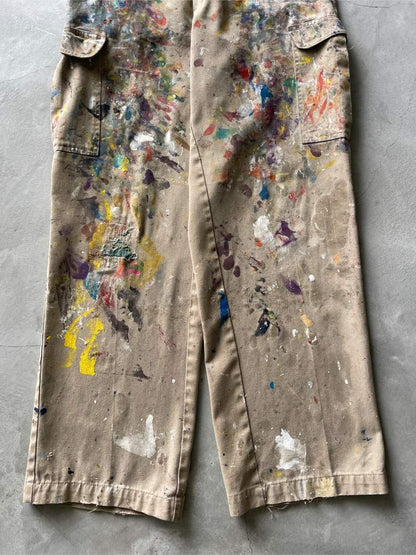 Painted Tan Dickies Cargo Pants - 34"