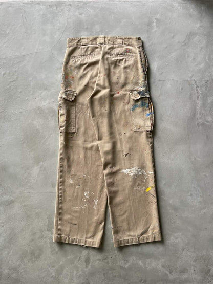 Painted Tan Dickies Cargo Pants - 34"