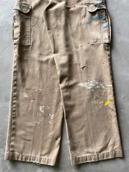 Painted Tan Dickies Cargo Pants - 34"