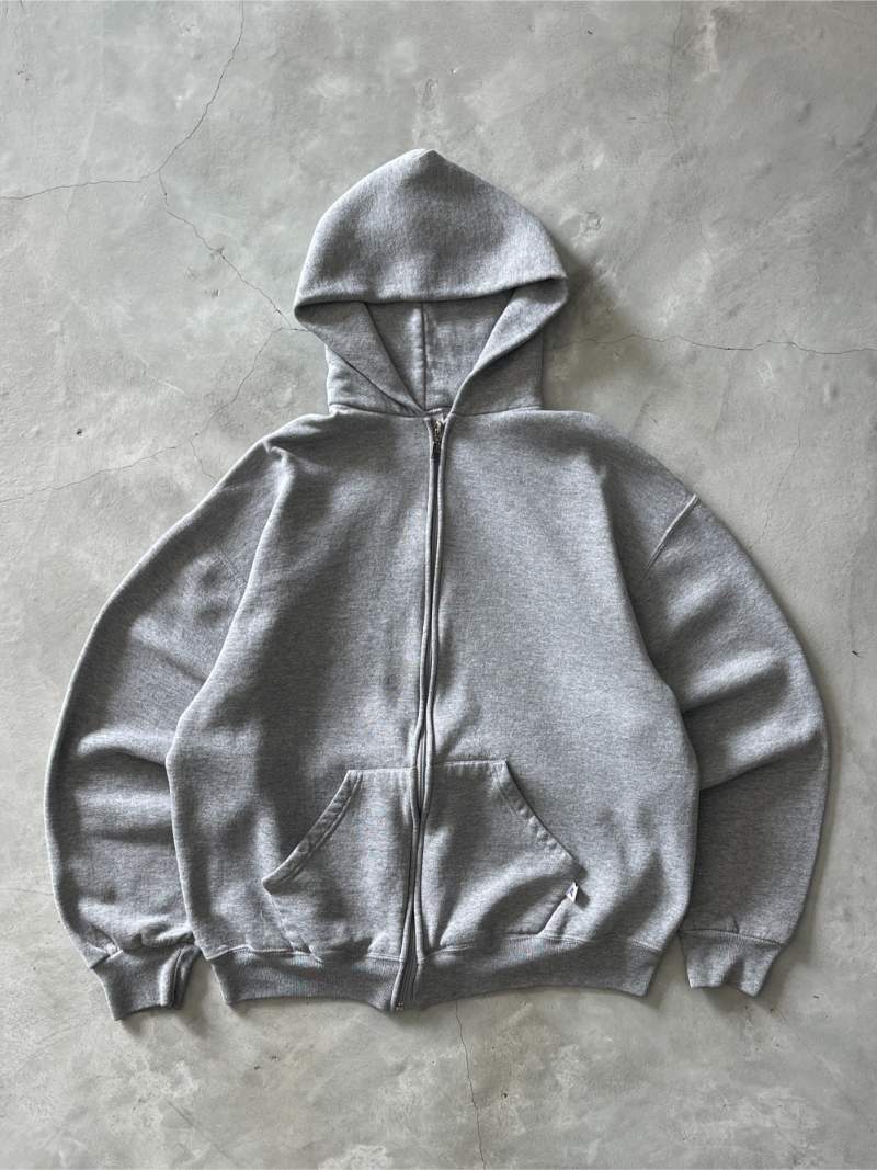 Grey Russell Zip-Up Hoodie - L