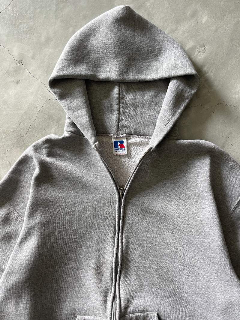 Grey Russell Zip-Up Hoodie - L