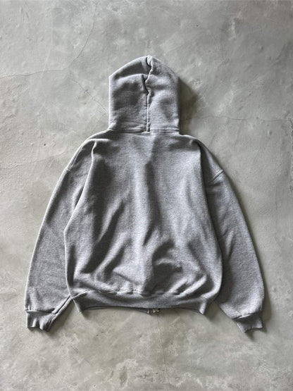 Grey Russell Zip-Up Hoodie - L