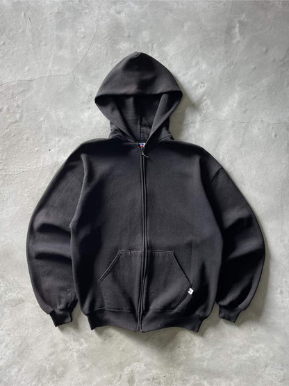 Black Russell Zip-Up Hoodie - M