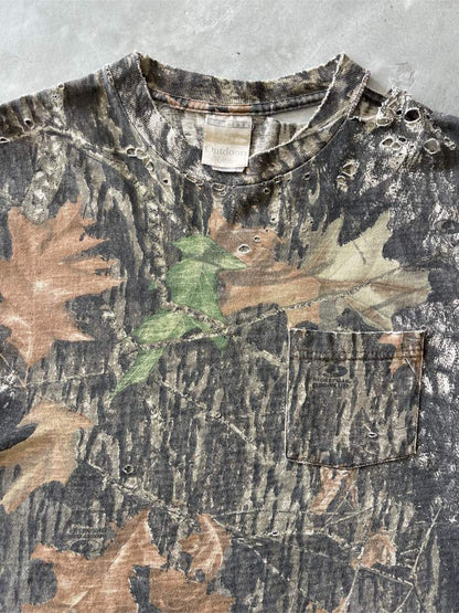 Distressed Real Tree Camouflage T-Shirt - L