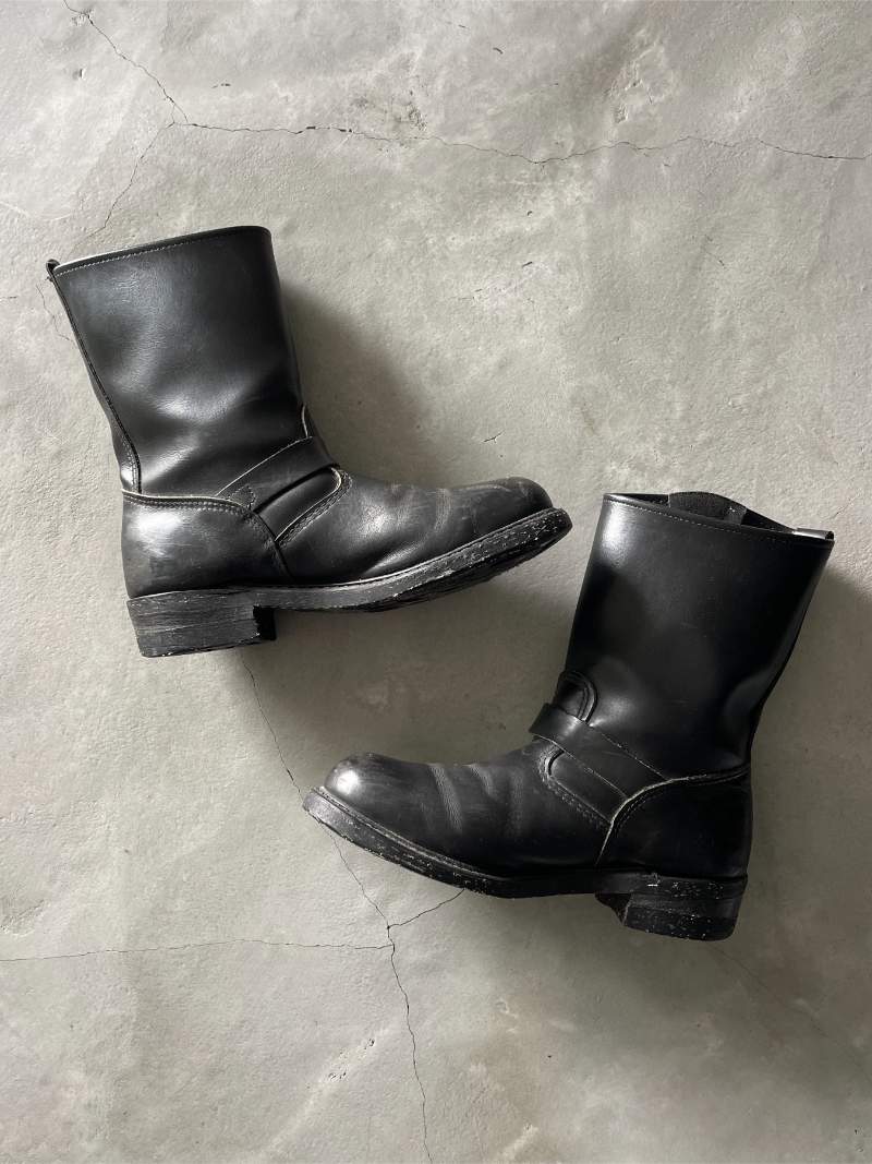 Black Oiled Leather Engineer Boots - 10.5