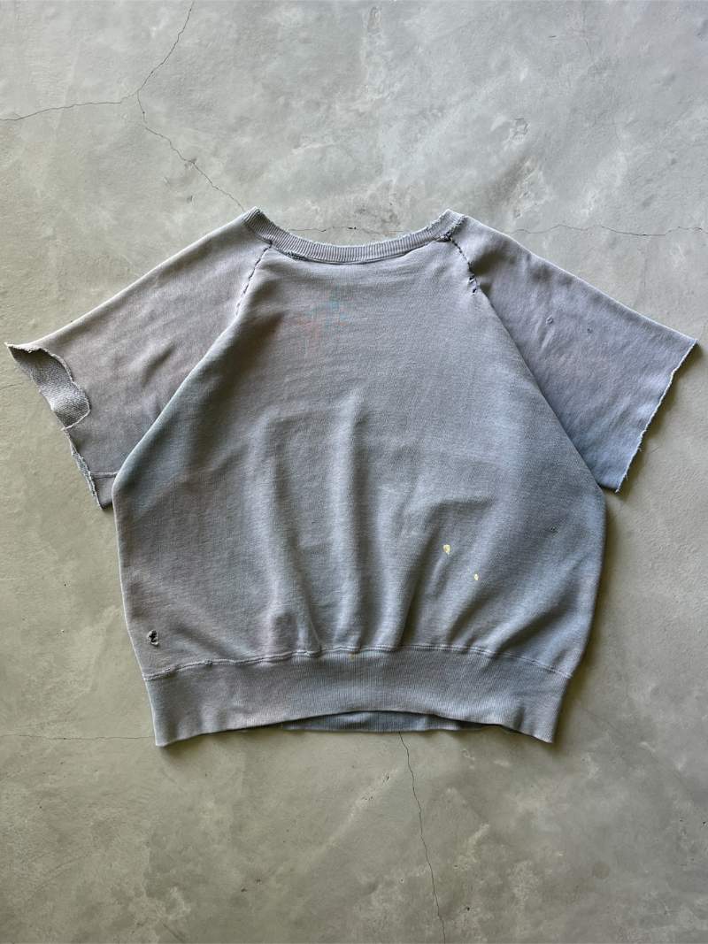 Sun Faded Grey/Blue Pi Beta Phi Cut-Off Sweatshirt - 50s/60s - XL/XXL