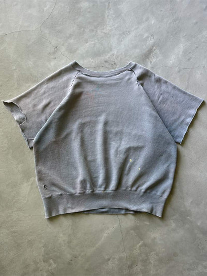 Sun Faded Grey/Blue Pi Beta Phi Cut-Off Sweatshirt - 50s/60s - XL/XXL