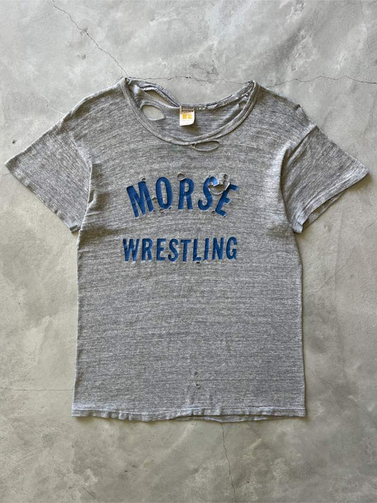 Thrashed Morse Wrestling T-Shirt - 60s/70s - L