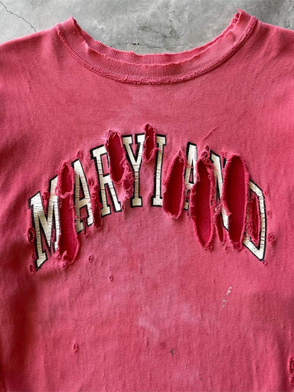 Salmon Pink Thrashed Maryland Reverse Weave Sweatshirt - 90s - L