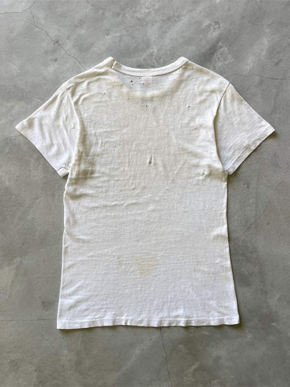 Neck Gashed Dirty White T-Shirt - 60s - XS/X