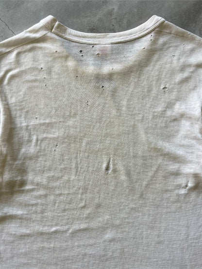 Neck Gashed Dirty White T-Shirt - 60s - XS/X