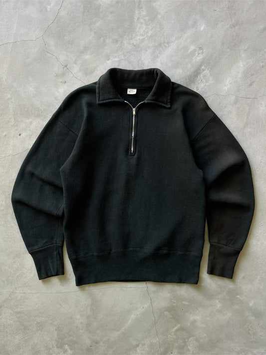 Black Penney's Quarter Zip Sweatshirt - 50s/60s - S