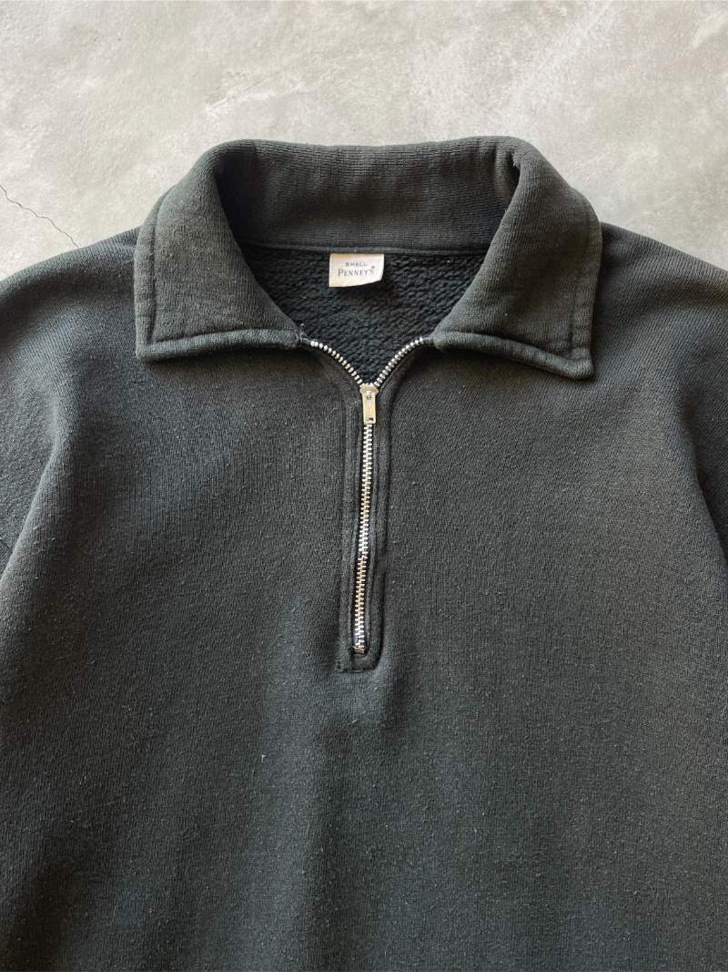 Black Penney's Quarter Zip Sweatshirt - 50s/60s - S