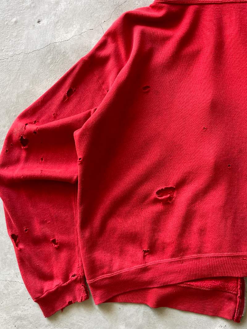 Thrashed Red Safety Pin Closure Hoodie - 70s - M/L