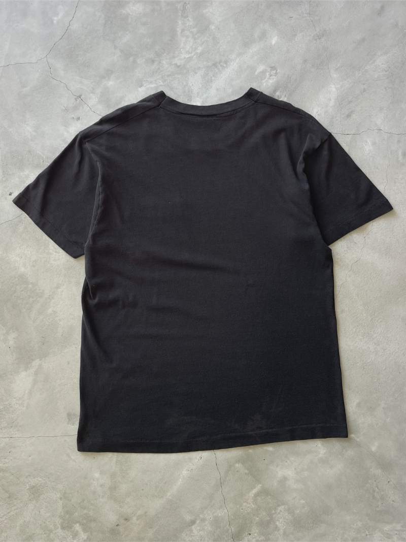 Bleach Stained Black Pocket T-Shirt - 90s - L/XL