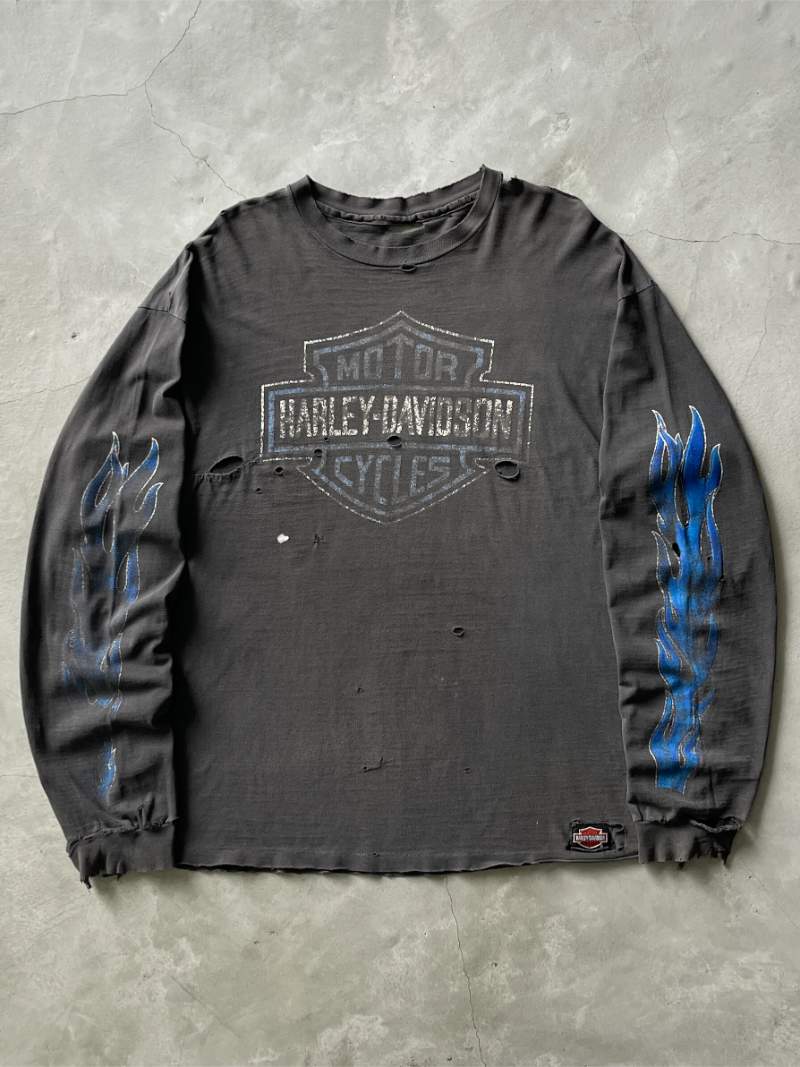 Harley Davidson Long Sleeve Flames T-Shirt - XL/XXL