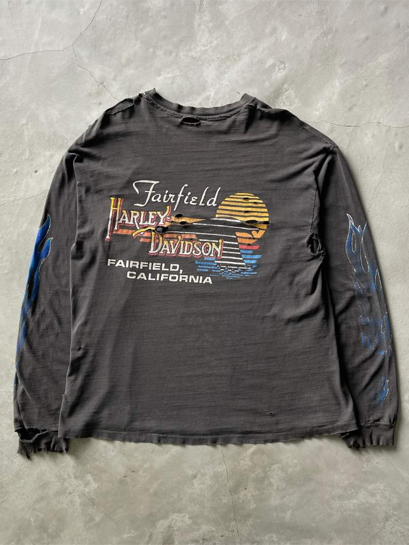 Harley Davidson Long Sleeve Flames T-Shirt - XL/XXL