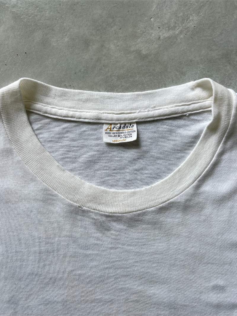 Back Distressed White Blank T-Shirt - 60s - M