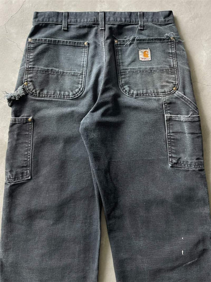 Thrashed Black Carhartt Double Knees - 32" x 32"