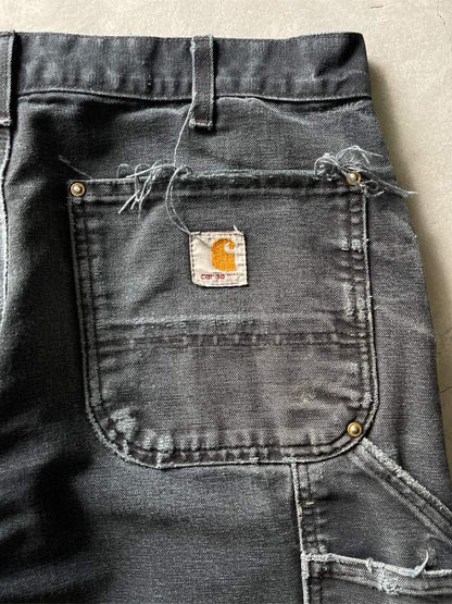 Thrashed Black Carhartt Double Knees - 32" x 32"