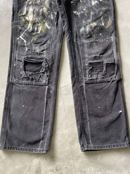 Painted Black Carhartt Double Knees - 32" x 32"