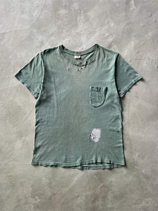 Faded Green Pocket T-Shirt - M