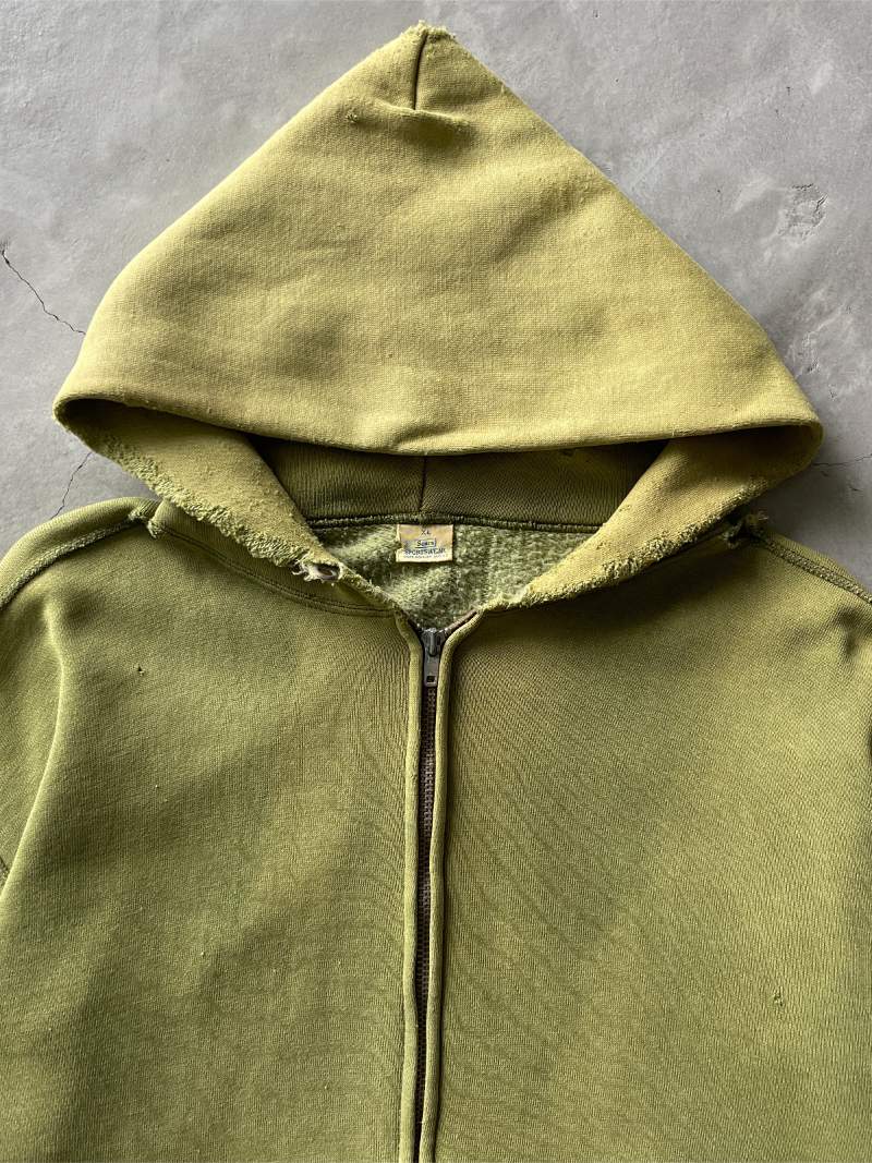 Swamp Green Zip-Up Hoodie - L