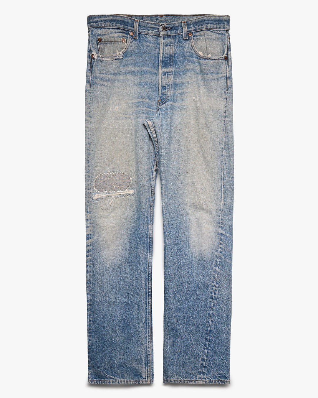 Faded &amp; Repaired Levi's Straight Leg Jeans