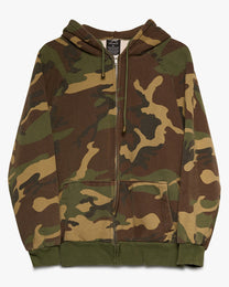 Camo Thermal Lined Zip Up Sweatshirt
