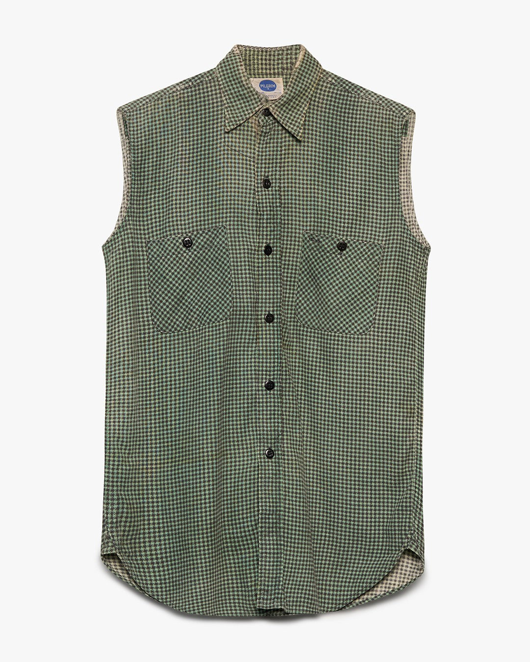 Sleeveless Pattern Button Up