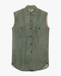 Sleeveless Pattern Button Up
